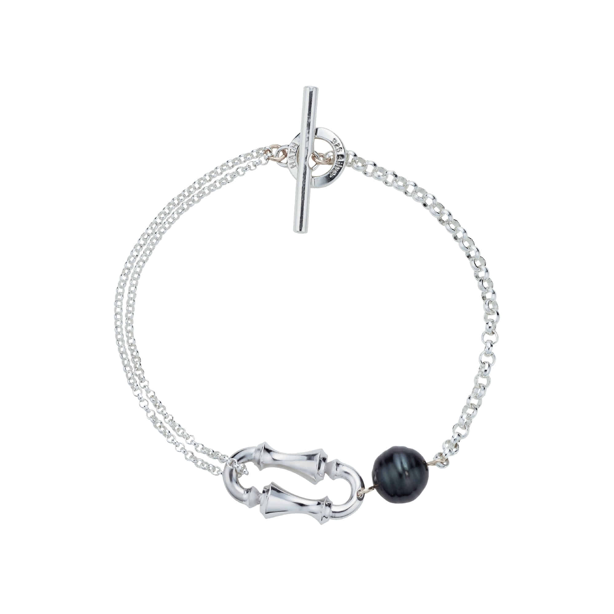 ARC T2 Bracelet in Sterling Silver with a Tahitian Pearl
