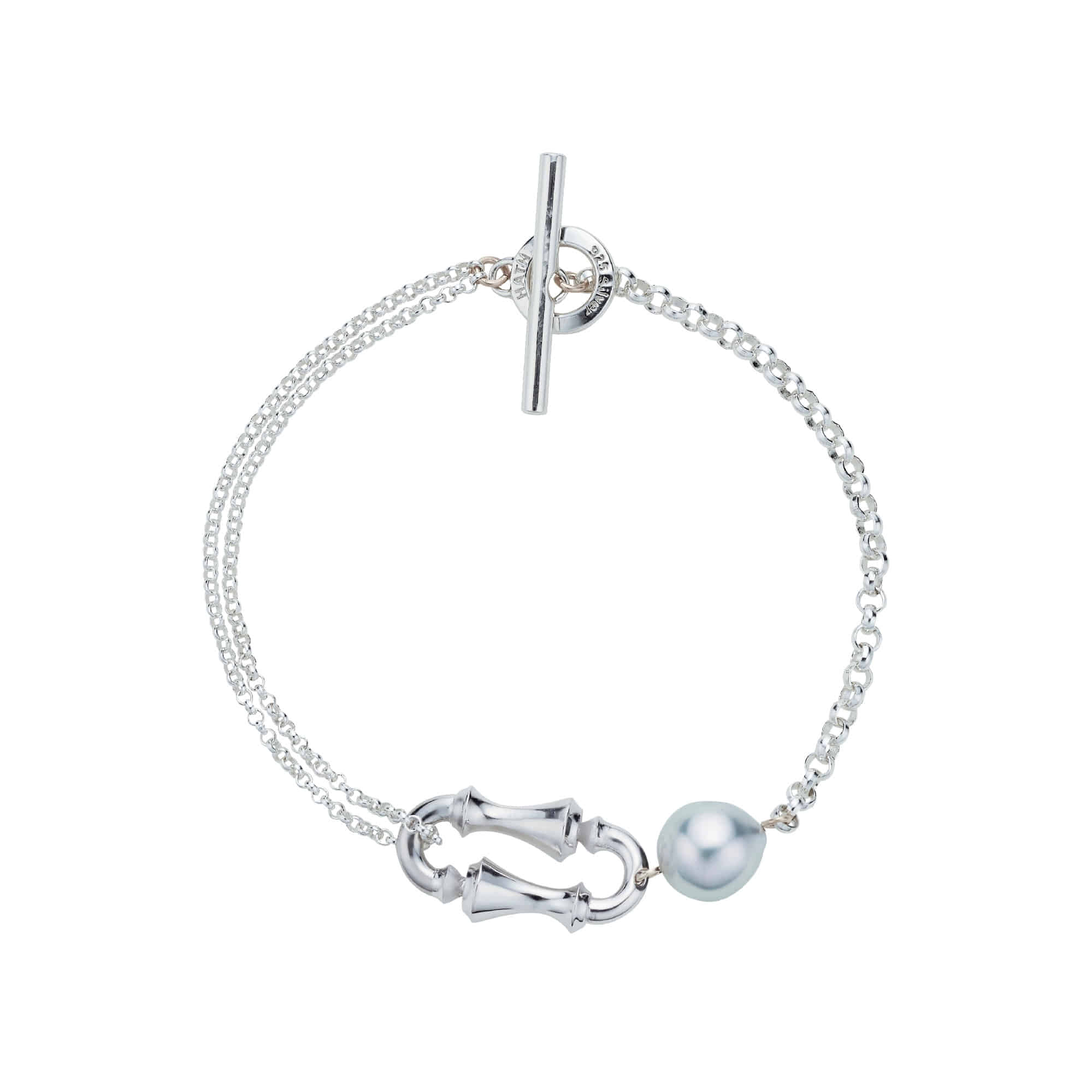ARC T2 Bracelet in Sterling Silver with an Akoya Pearl